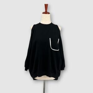 Hanna Black Cold Shoulder Sweatshirt Top Size Small